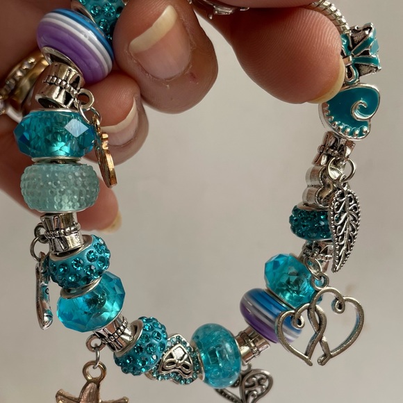 HANDMADE handmade AQUA glass bracelets. 8.5’inch. 925 silver cord. - Picture 10 of 17